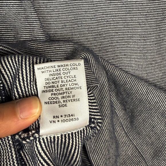 LL Bean Signature Womens Small S Blue White Striped Cowl Neck Sweatshirt Cotton - Picture 10 of 10